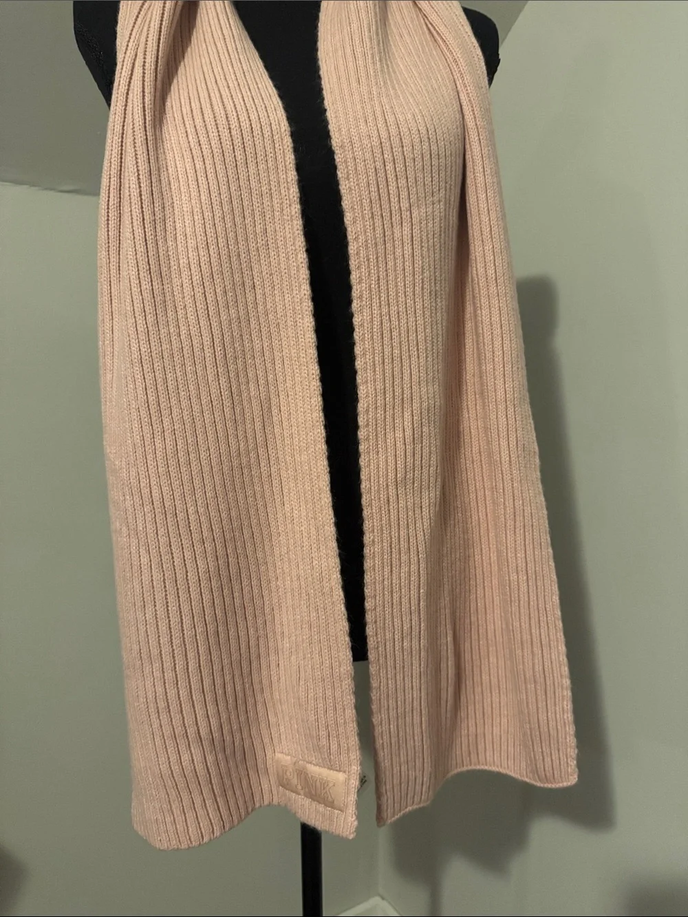PINK Victoria's Secret Ribbed Knit Scarf in Blush Pink